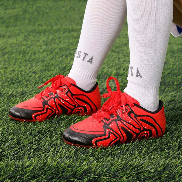 Boys & Girls Soccer Cleats - RED BLACK SILVER - 4